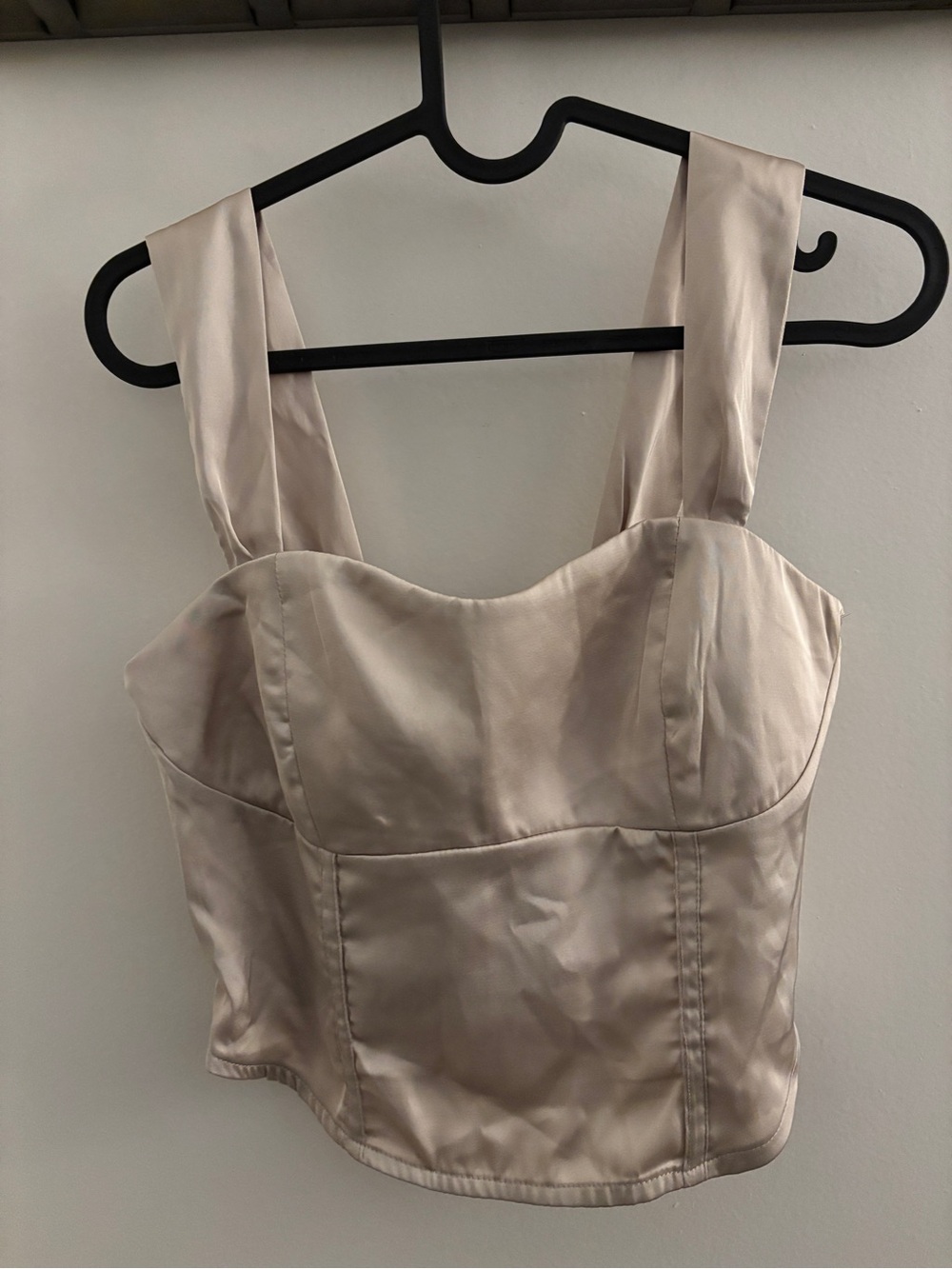 Cider Smocked Bustier Crop Top in Beige